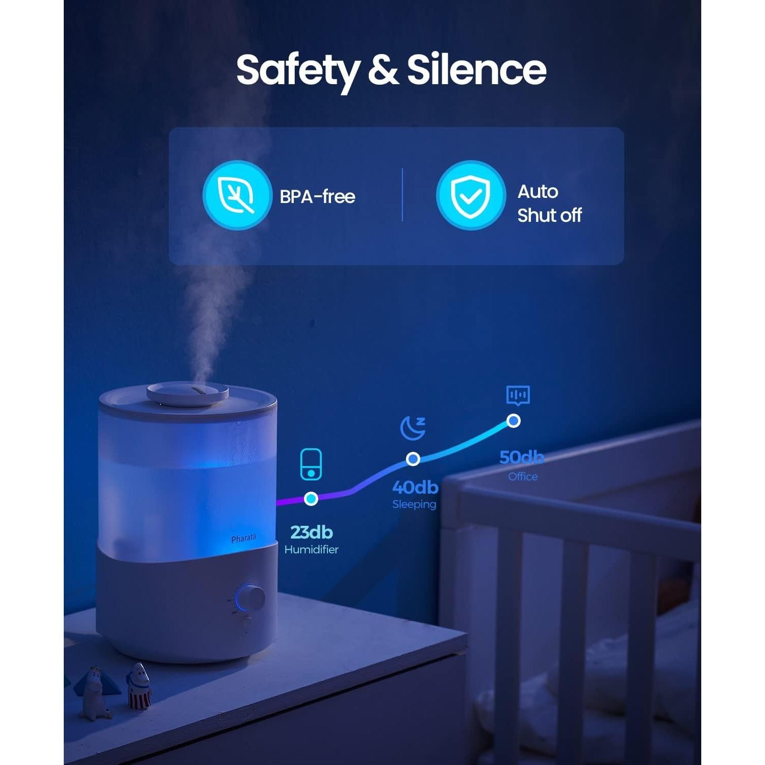 Humidificador 2.5L Pharata con Difusor de Aceite Esencial