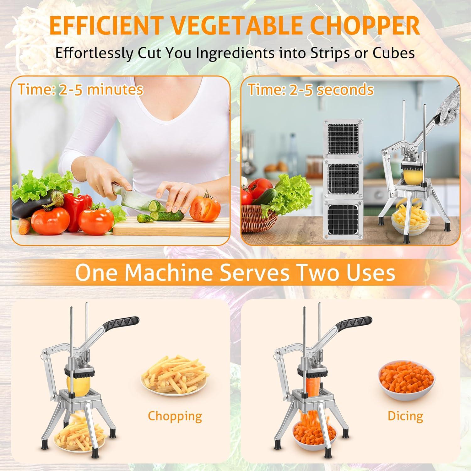 Picador de Verduras WICHEMI Comercial con 3 Cuchillas