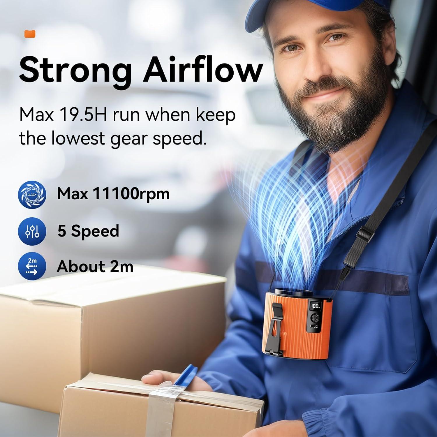 Ventilador Portátil Doublepow K20 Naranja 11000RPM 5 Velocidades