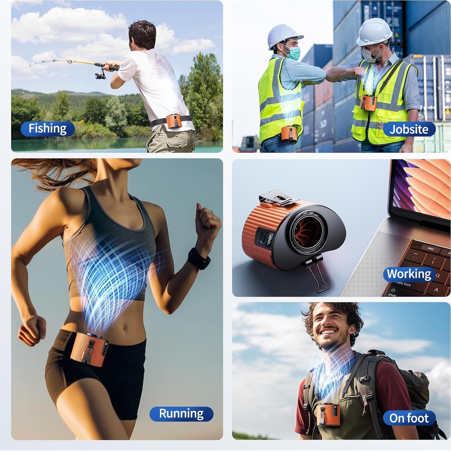 Ventilador Portátil Doublepow K20 Naranja 11000RPM 5 Velocidades