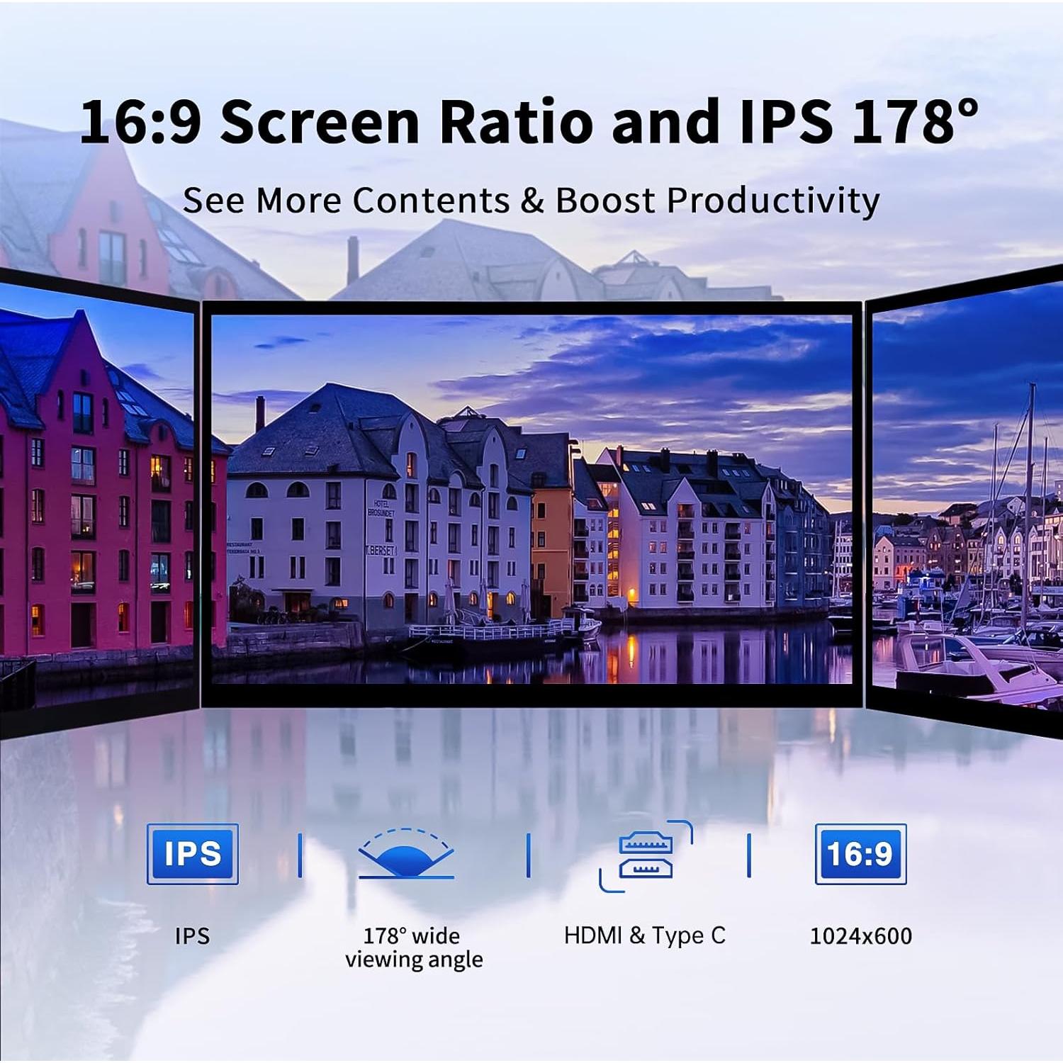 Monitor HMTECH 7" HDMI 1024x600 IPS para Raspberry Pi