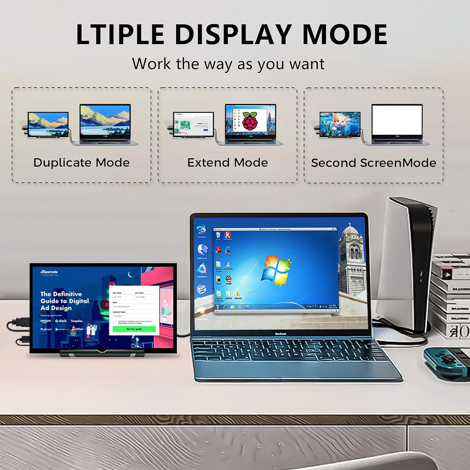 Monitor HMTECH 7" HDMI 1024x600 IPS para Raspberry Pi