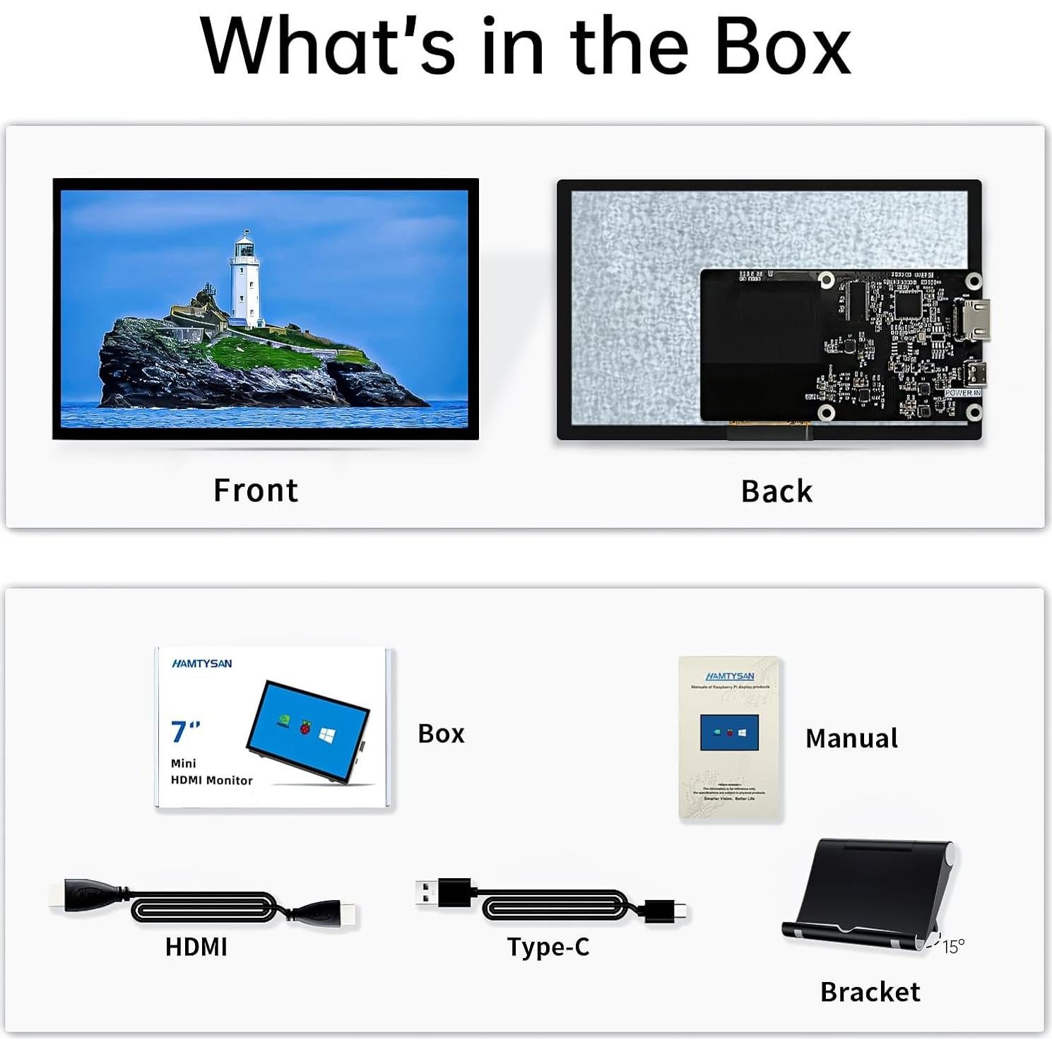 Monitor HMTECH 7" HDMI 1024x600 IPS para Raspberry Pi