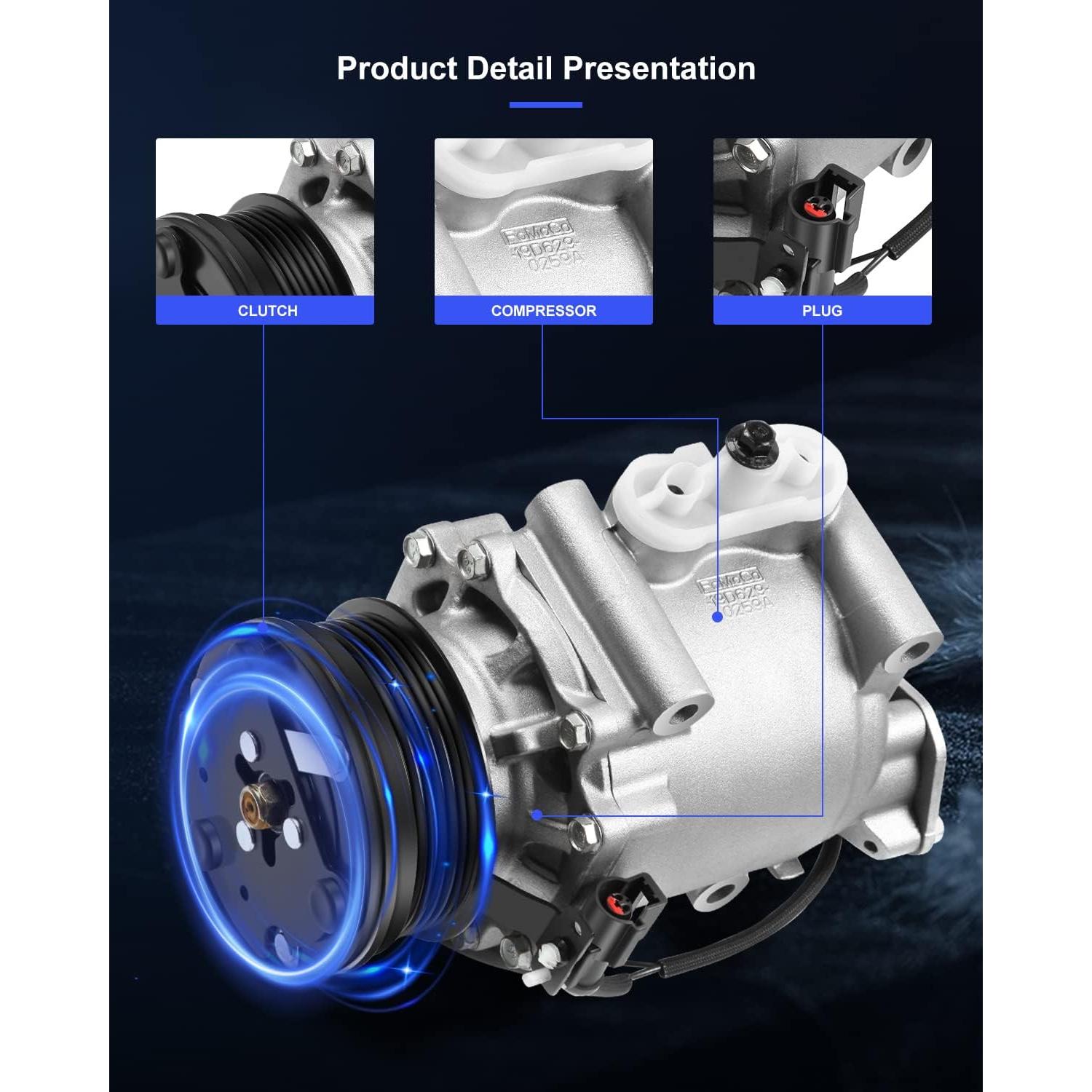 Compresor de Aire Acondicionado ECCPP para Ford 3.0L 2005-2007