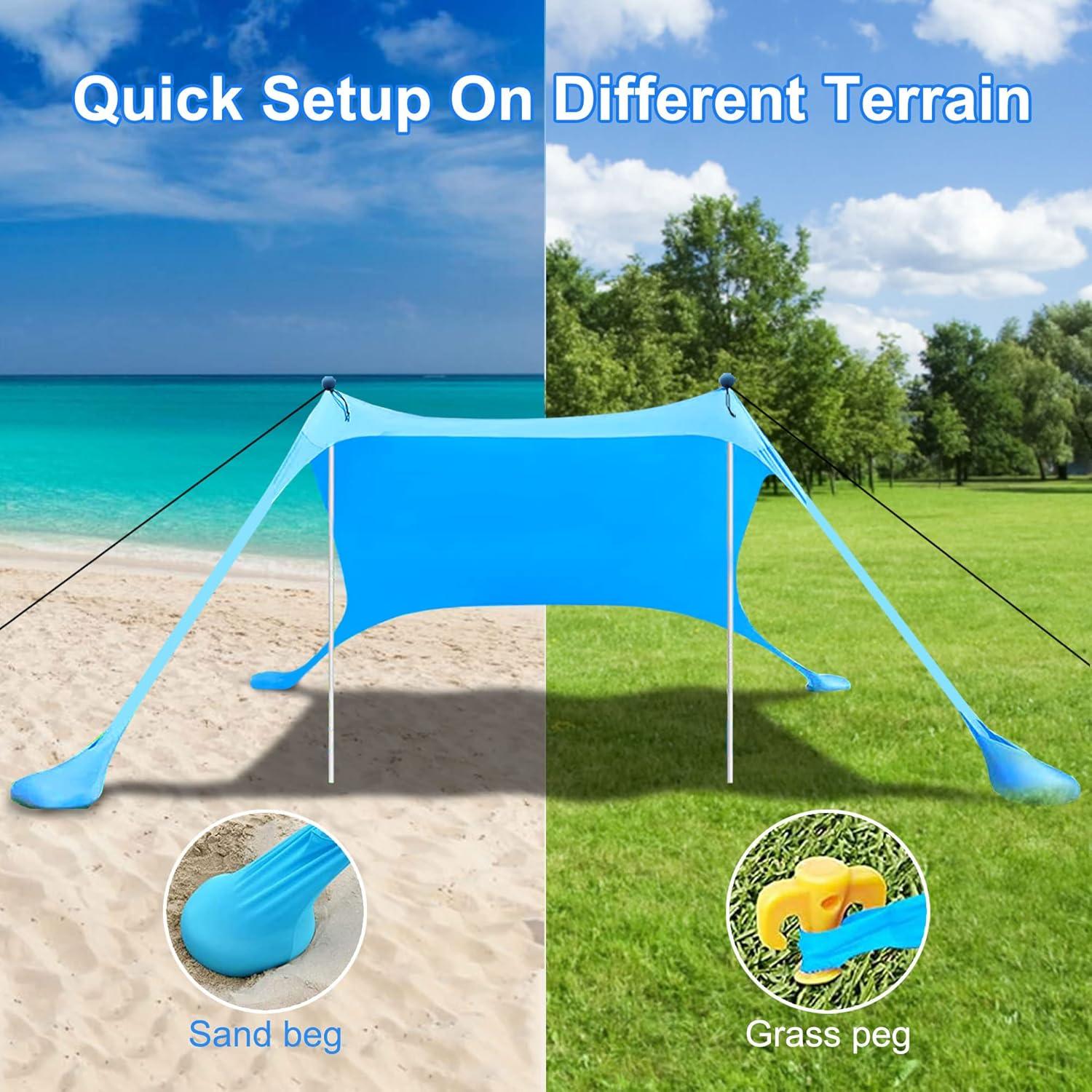 Tienda de Playa Canopy 2.29x2.29m Thereugokinexio UV UPF 50+