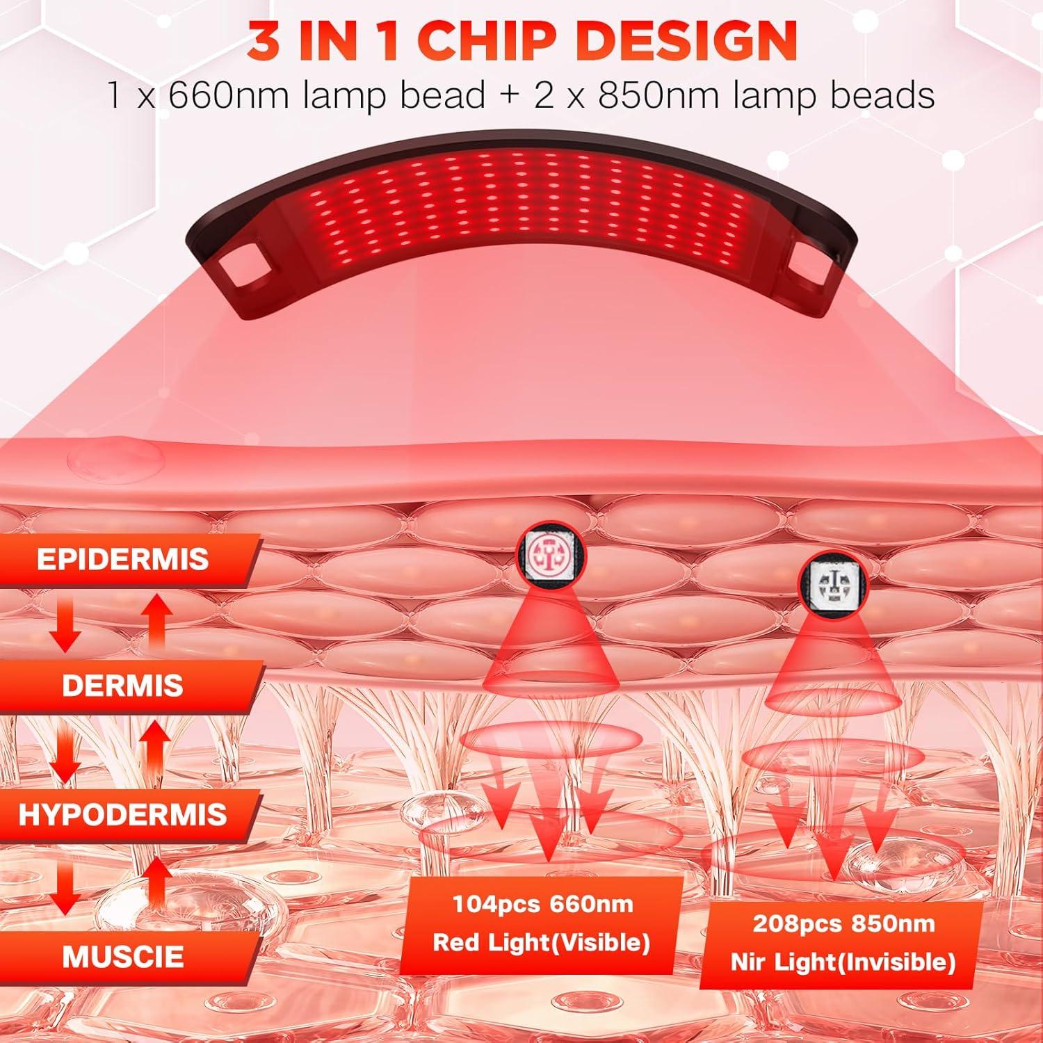 Lámpara de Terapia de Luz Roja ADVARAYS 660nm y 850nm