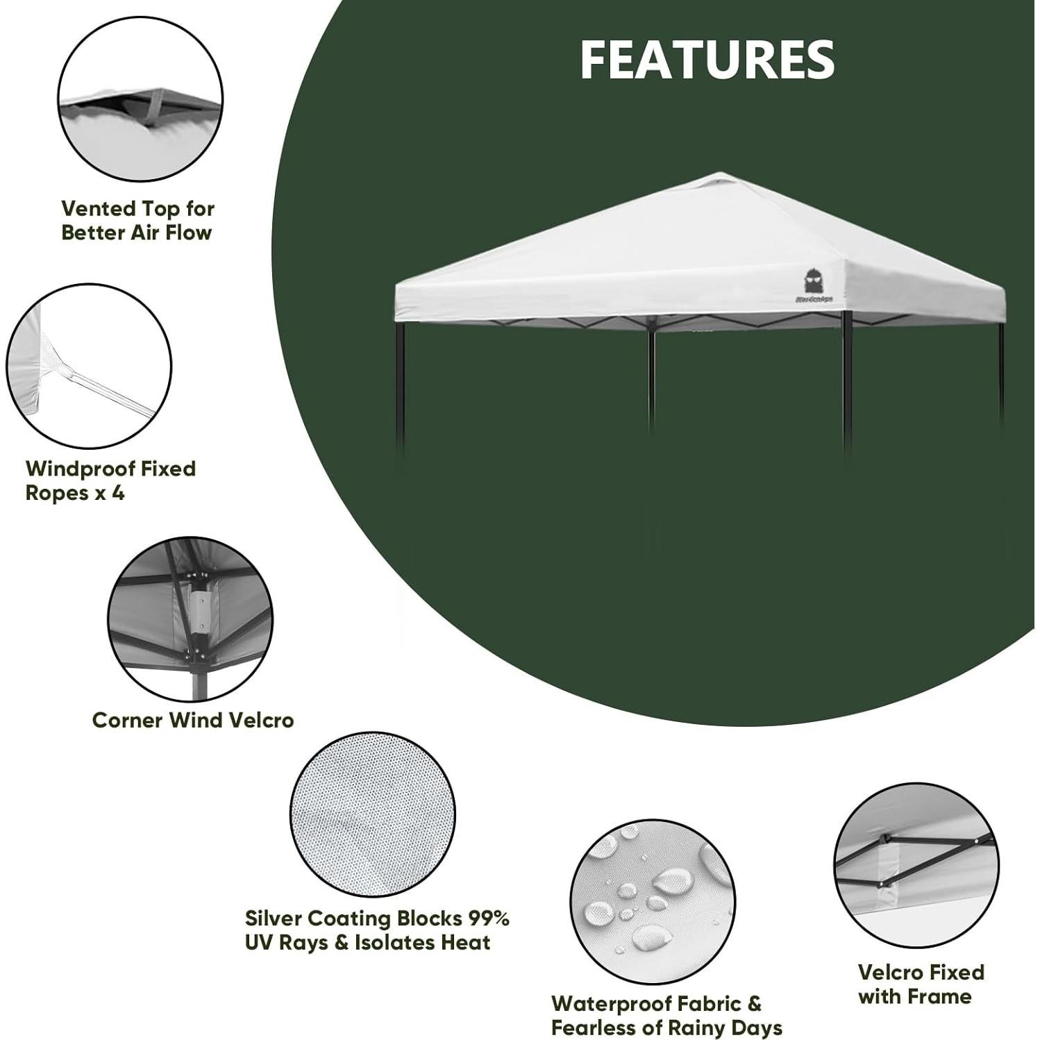 Cubierta Superior Canopy MordenApe 3x3m Blanca Impermeable