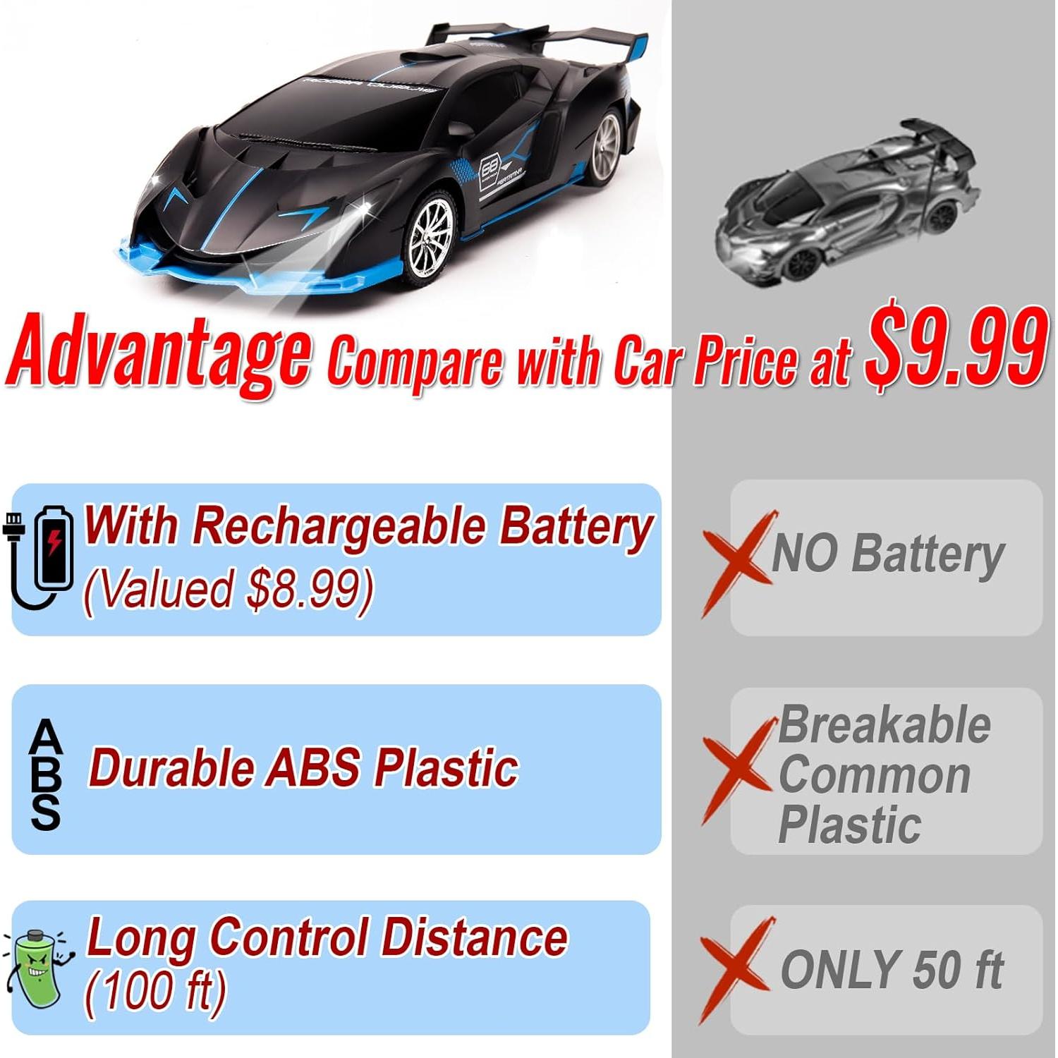 Coche RC Rápido KULARIWORLD 1/18 Recargable con Faros