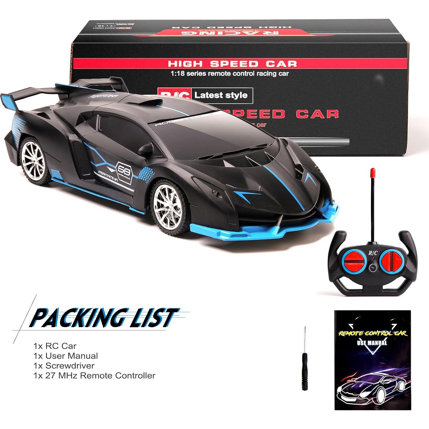Coche RC Rápido KULARIWORLD 1/18 Recargable con Faros