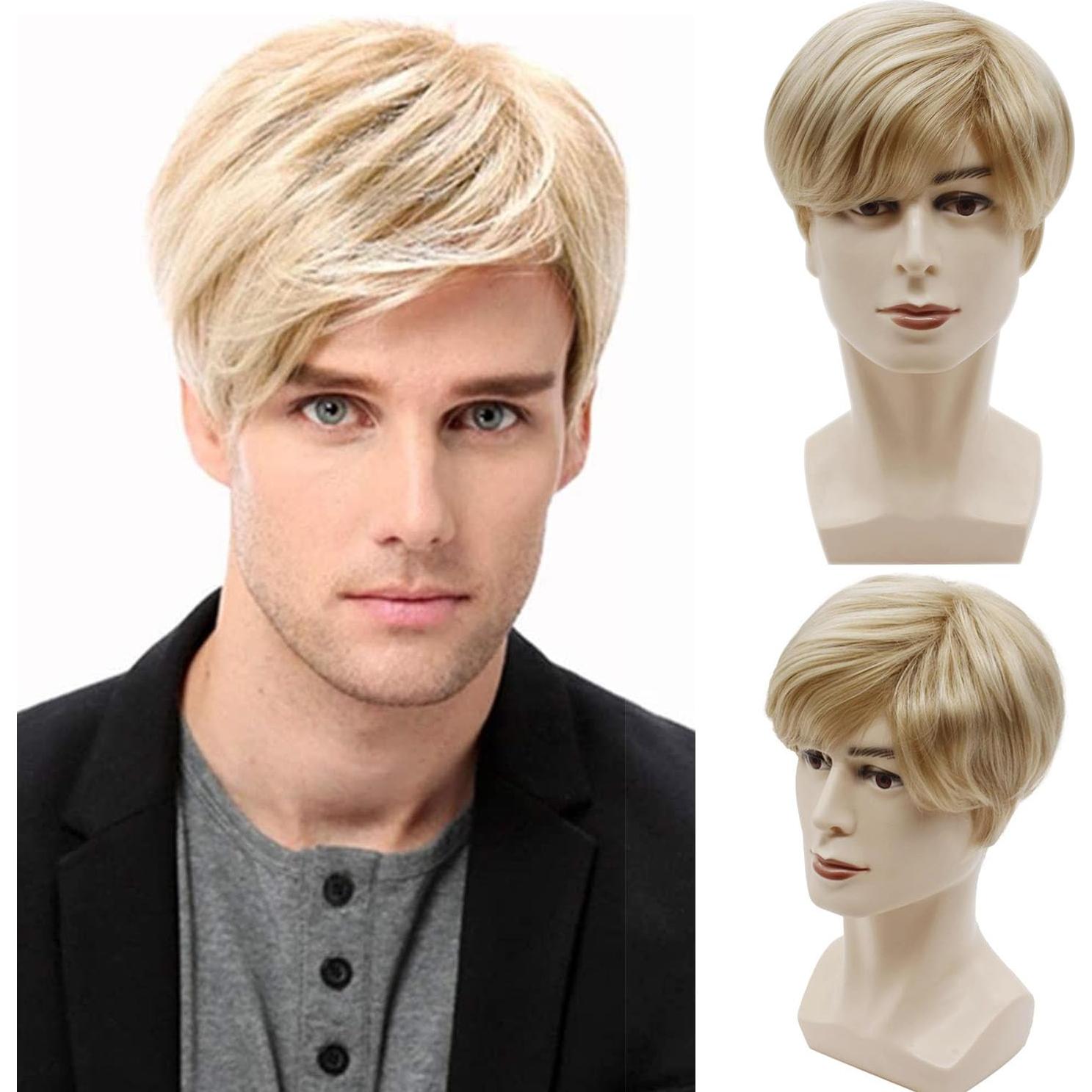 Peluca Corta Recta YYHR Color Mezcla Rubia y Marrón