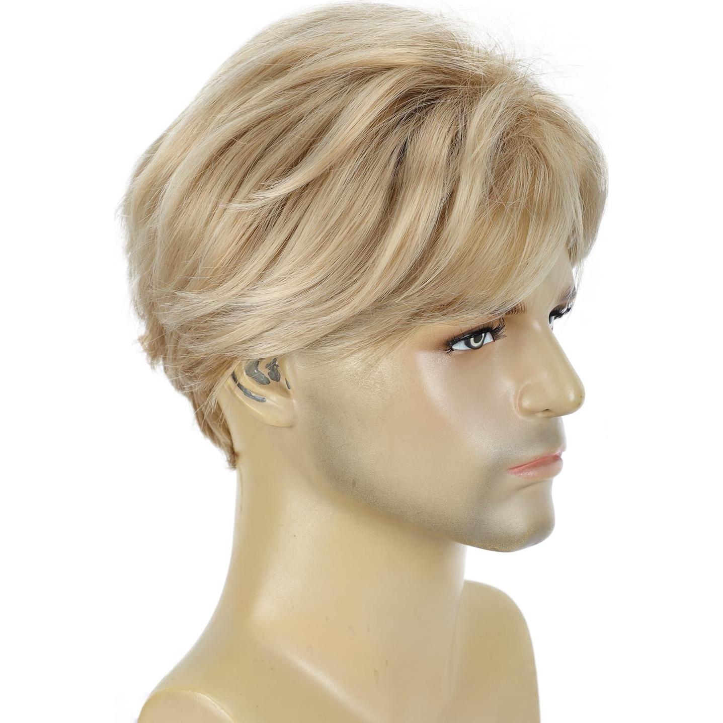 Peluca Corta Recta YYHR Color Mezcla Rubia y Marrón