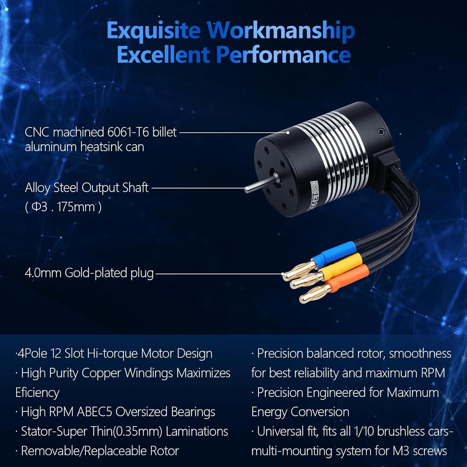 Motor Sin Escobillas 3650 4300KV DideaECO para Coche RC 1:10
