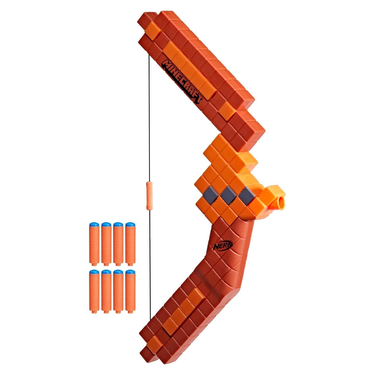 Nerf Minecraft Bow Dart Blaster, Pull-Back String Priming, 8 Nerf N1 Compatible Only with N1 Dart Blasters, Ages 8+