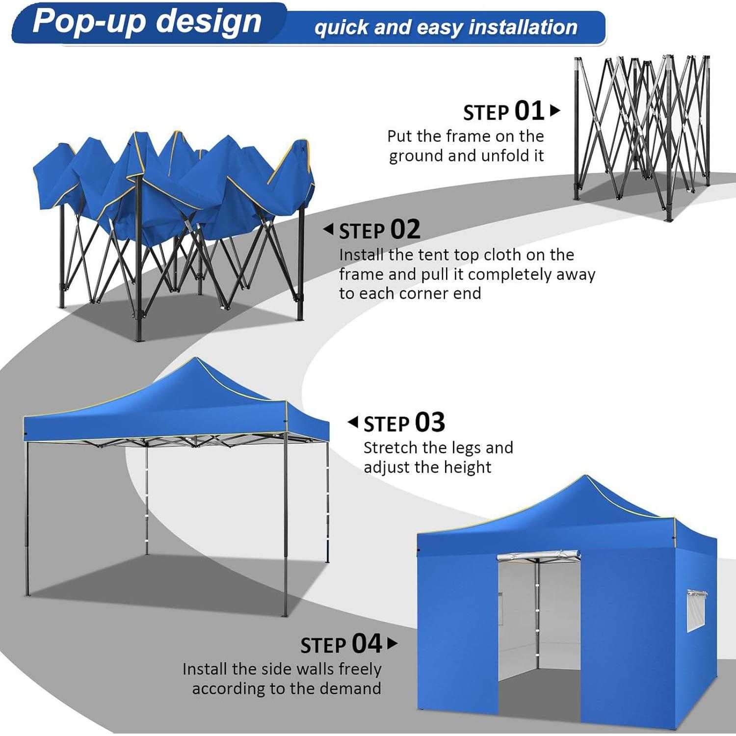 Carpa Plegable COBIZI 3x3m Impermeable con 4 Paredes