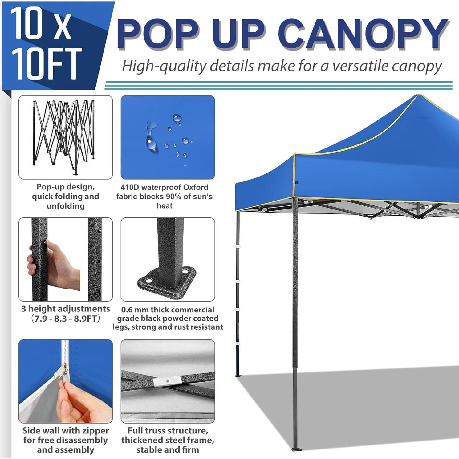 Carpa Plegable COBIZI 3x3m Impermeable con 4 Paredes