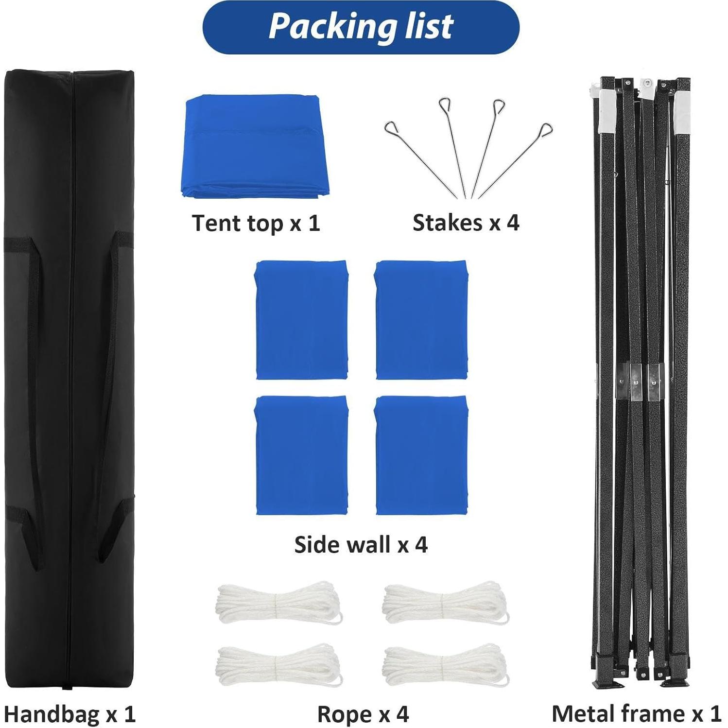 Carpa Plegable COBIZI 3x3m Impermeable con 4 Paredes
