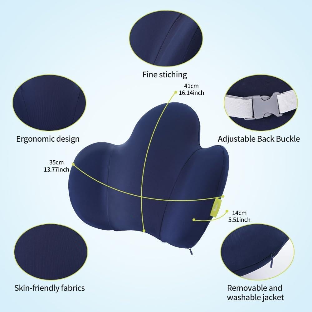 Almohada Lumbar Ergonómica Back2 - Espuma de Memoria Azul