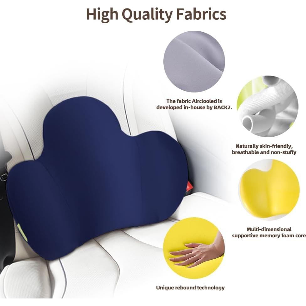 Almohada Lumbar Ergonómica Back2 - Espuma de Memoria Azul