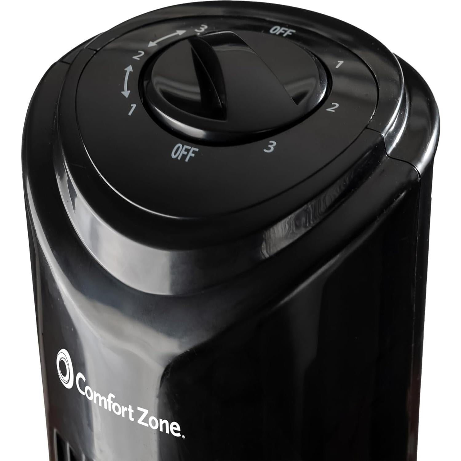 Ventilador de Torre Oscilante Comfort Zone 81 cm 3 Velocidades Negro