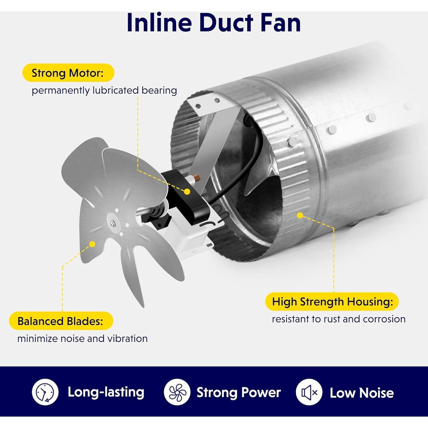 Ventilador de Conducto iPower 10 cm 100 CFM Bajo Ruido