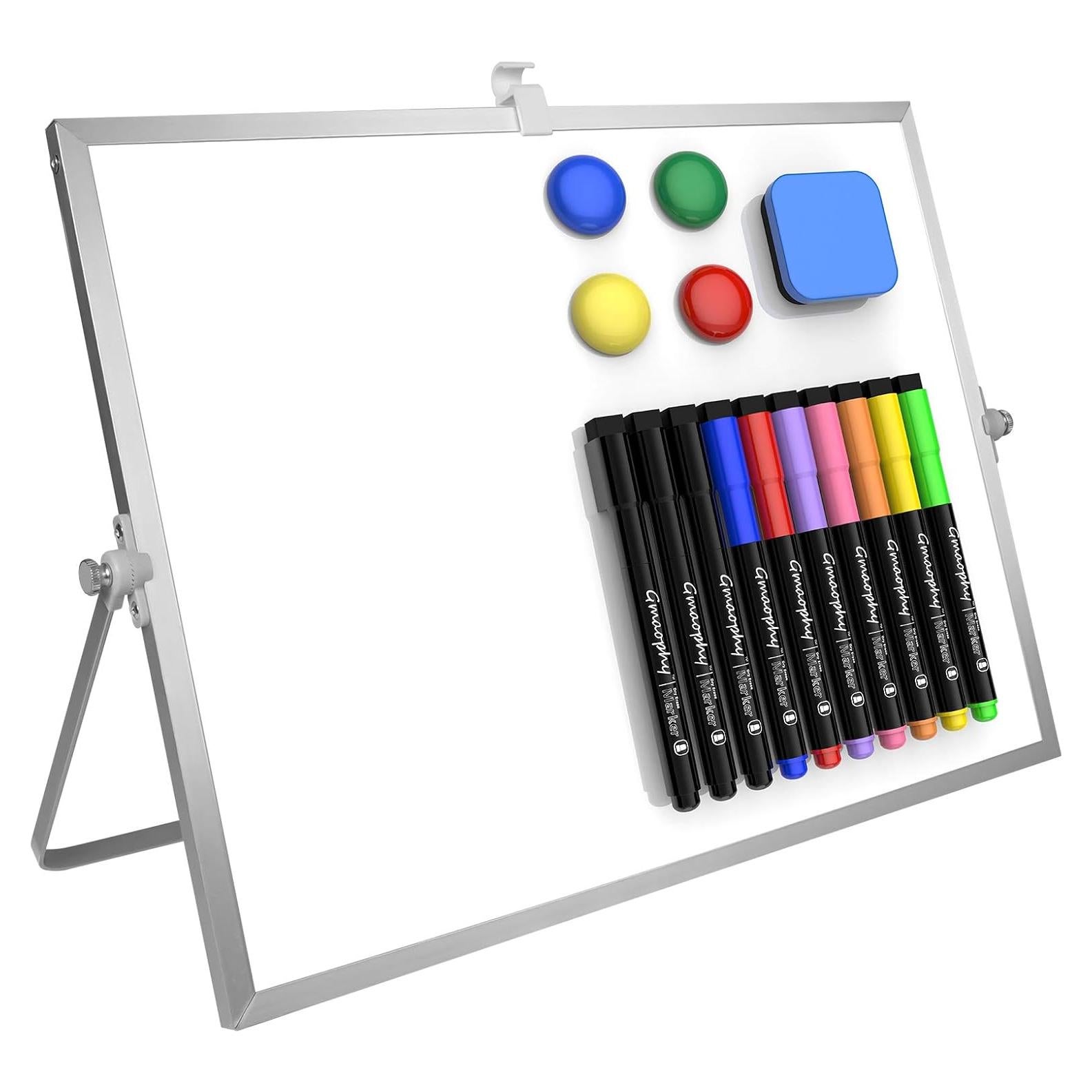 GMAOPHY Pizarra Blanca Borrable 40x30cm con Soporte y 10 Marcadores