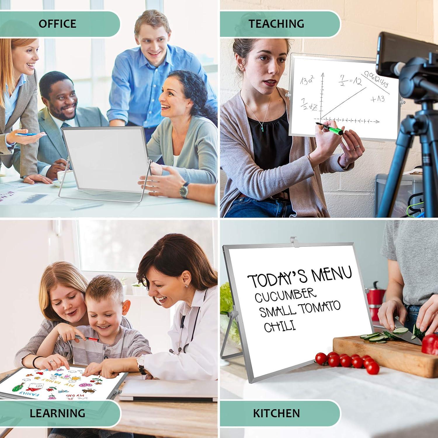 GMAOPHY Pizarra Blanca Borrable 40x30cm con Soporte y 10 Marcadores