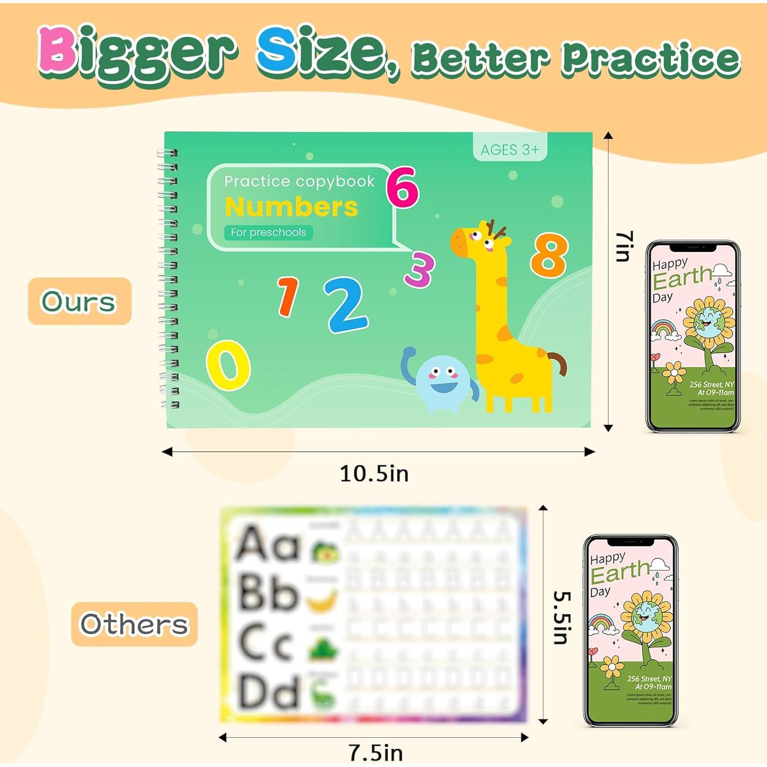 Cuadernos Mágicos Oucaru para Escritura Niños 2 Paquete 26.67x17.78cm