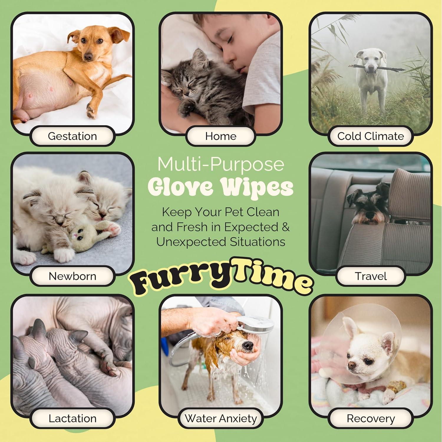 Guantes de Limpieza para Mascotas FURRYTIME, 30 Unidades, Hipoalergénicos