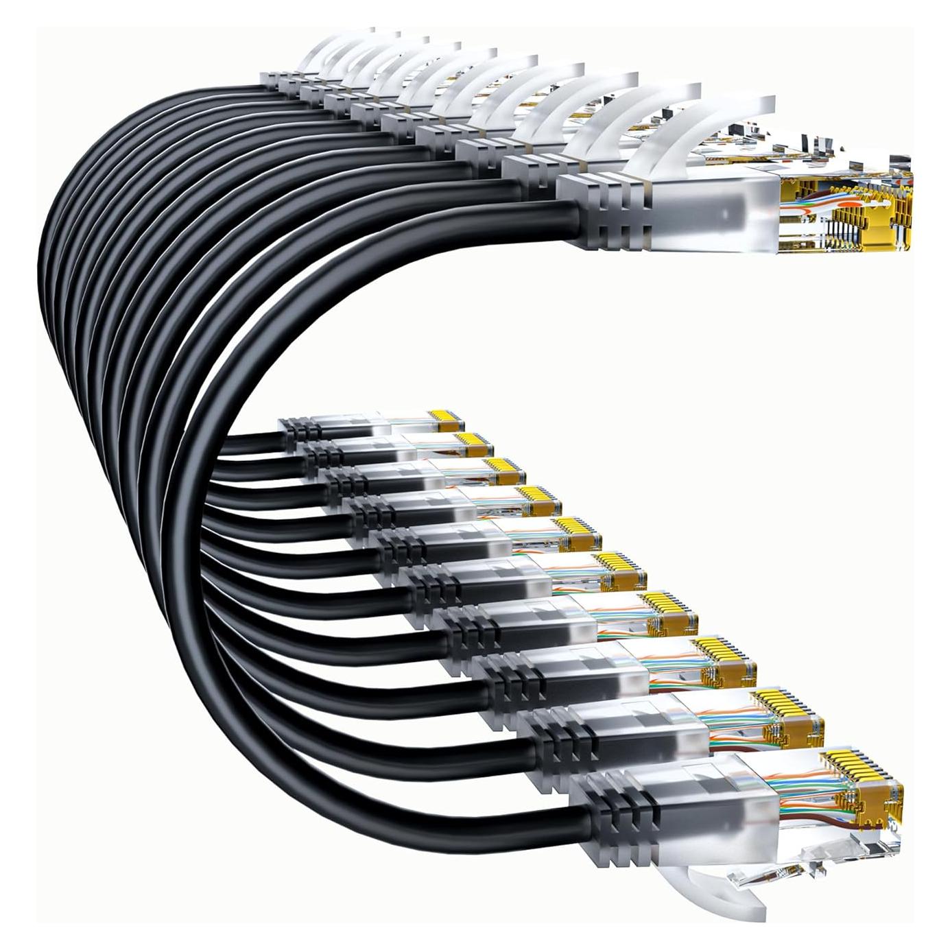 Cables de Parcheo Cat6a 0.15m 10G 10 Unidades Negro