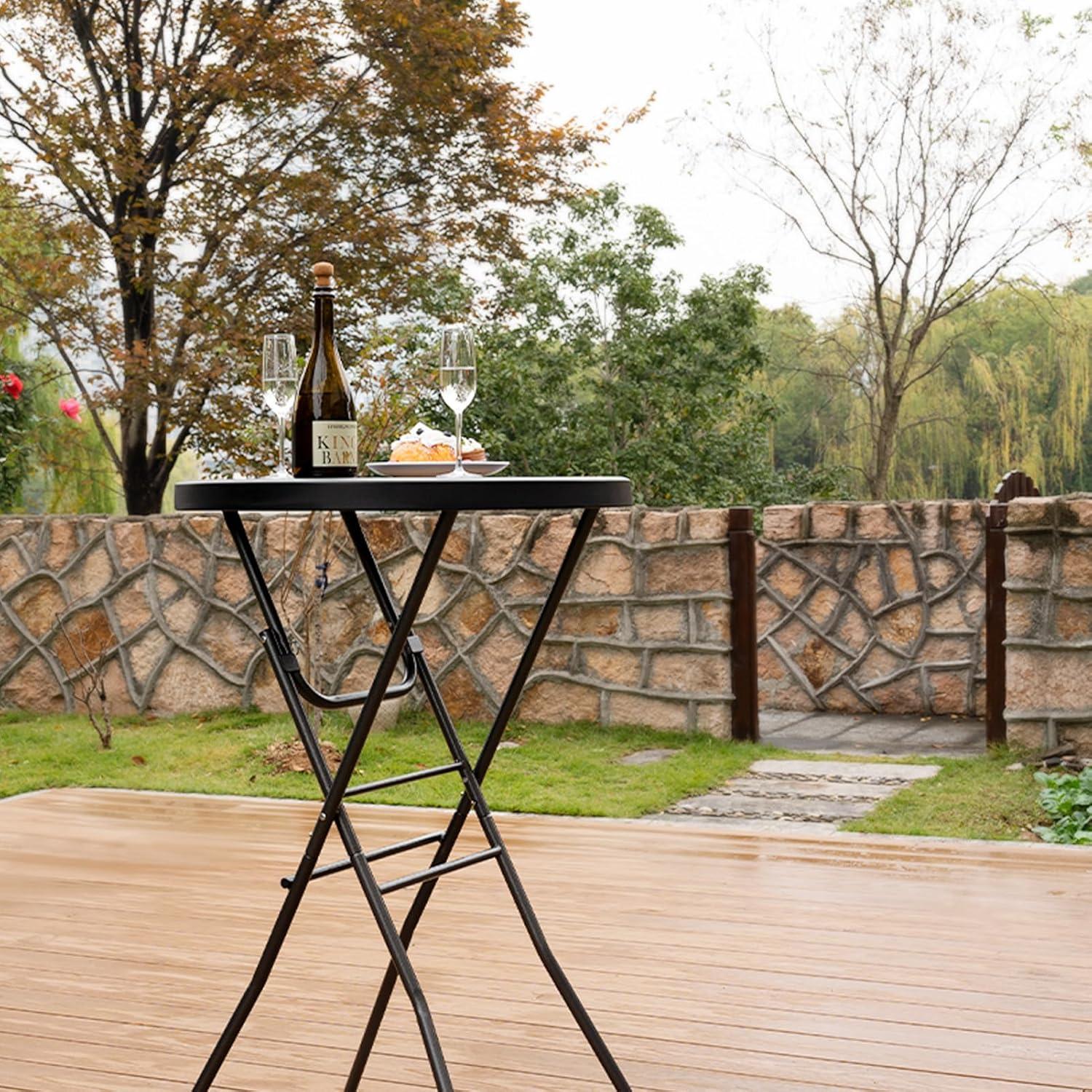 Mesa de cóctel plegable Byliable 71cm redonda negra