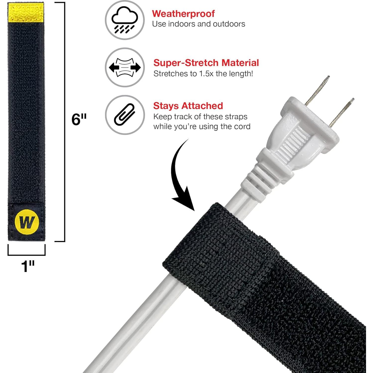 Correas Organizador de Cables Wrap-It Storage 6" Negro 12-Pack