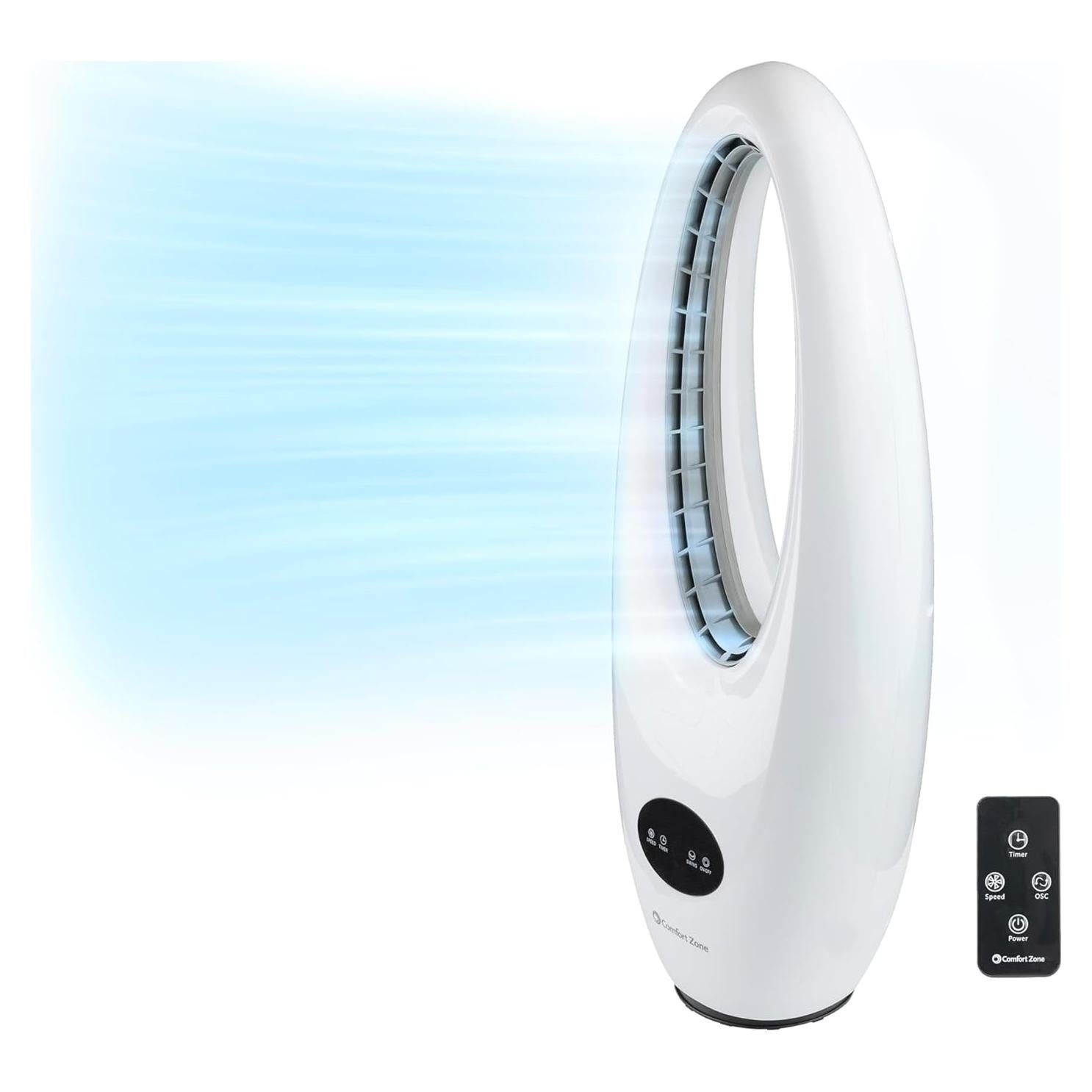 Ventilador de Torre Sin Aspas Comfort Zone 71 cm Control Remoto