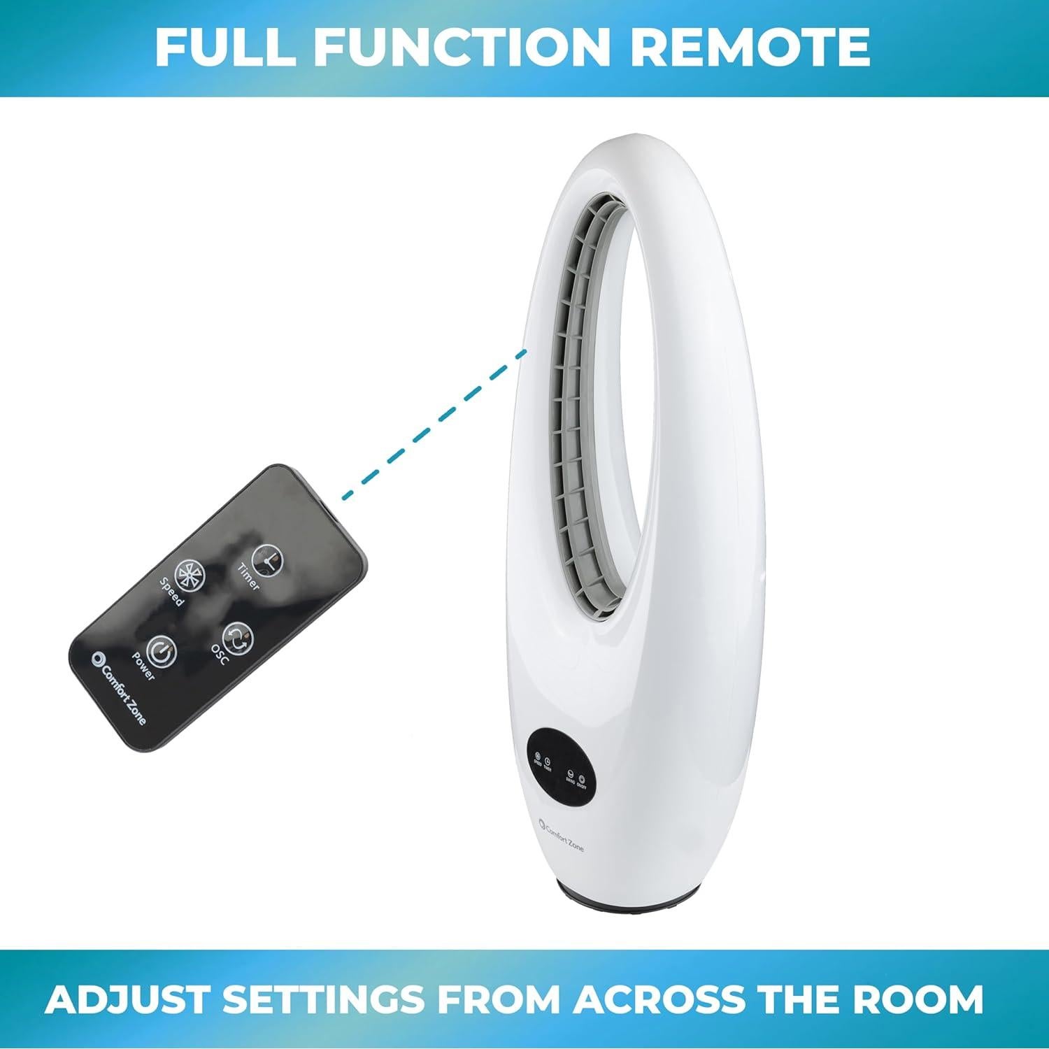 Ventilador de Torre Sin Aspas Comfort Zone 71 cm Control Remoto