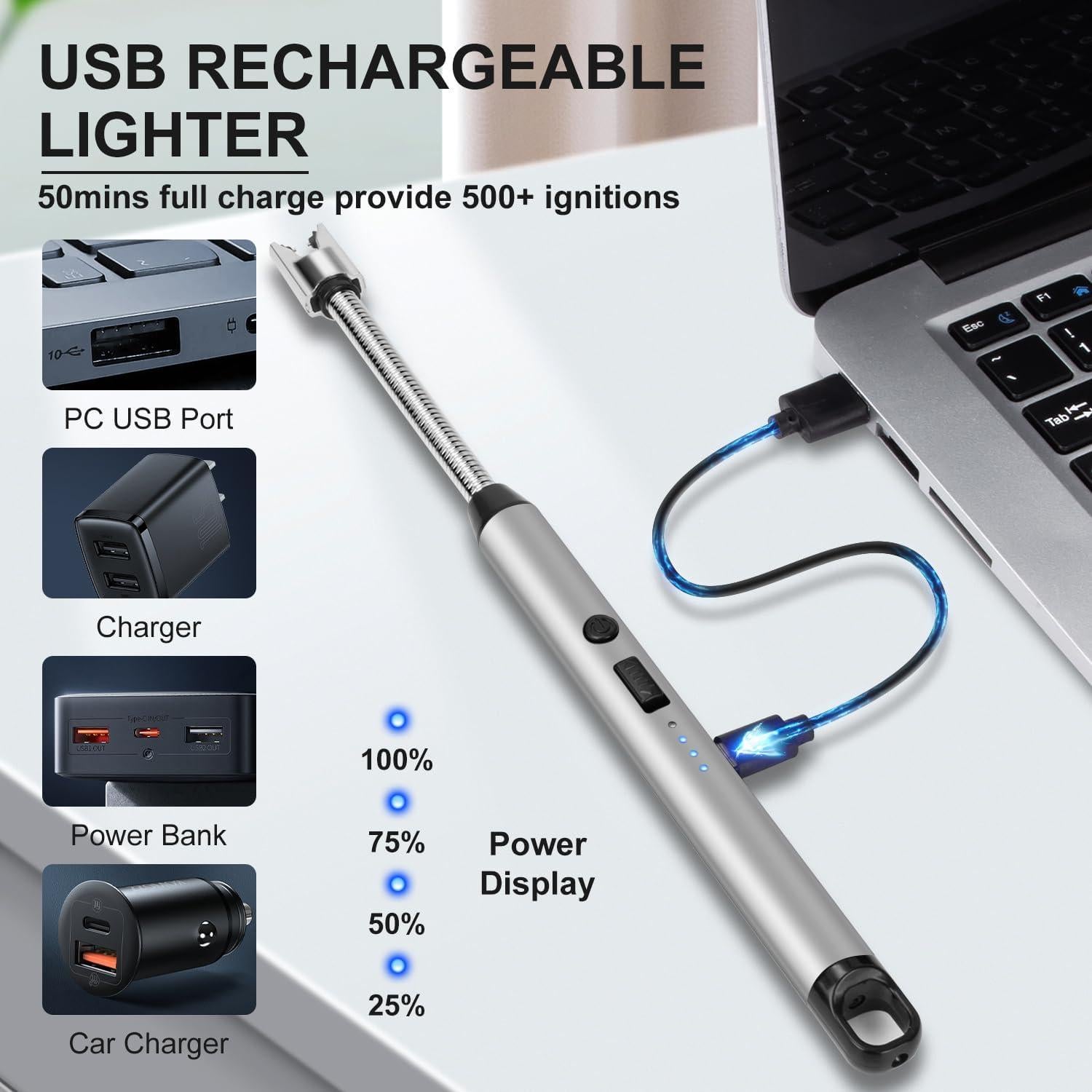 Encendedor Eléctrico LcFun 2 Pack Recargable USB 25.4 cm