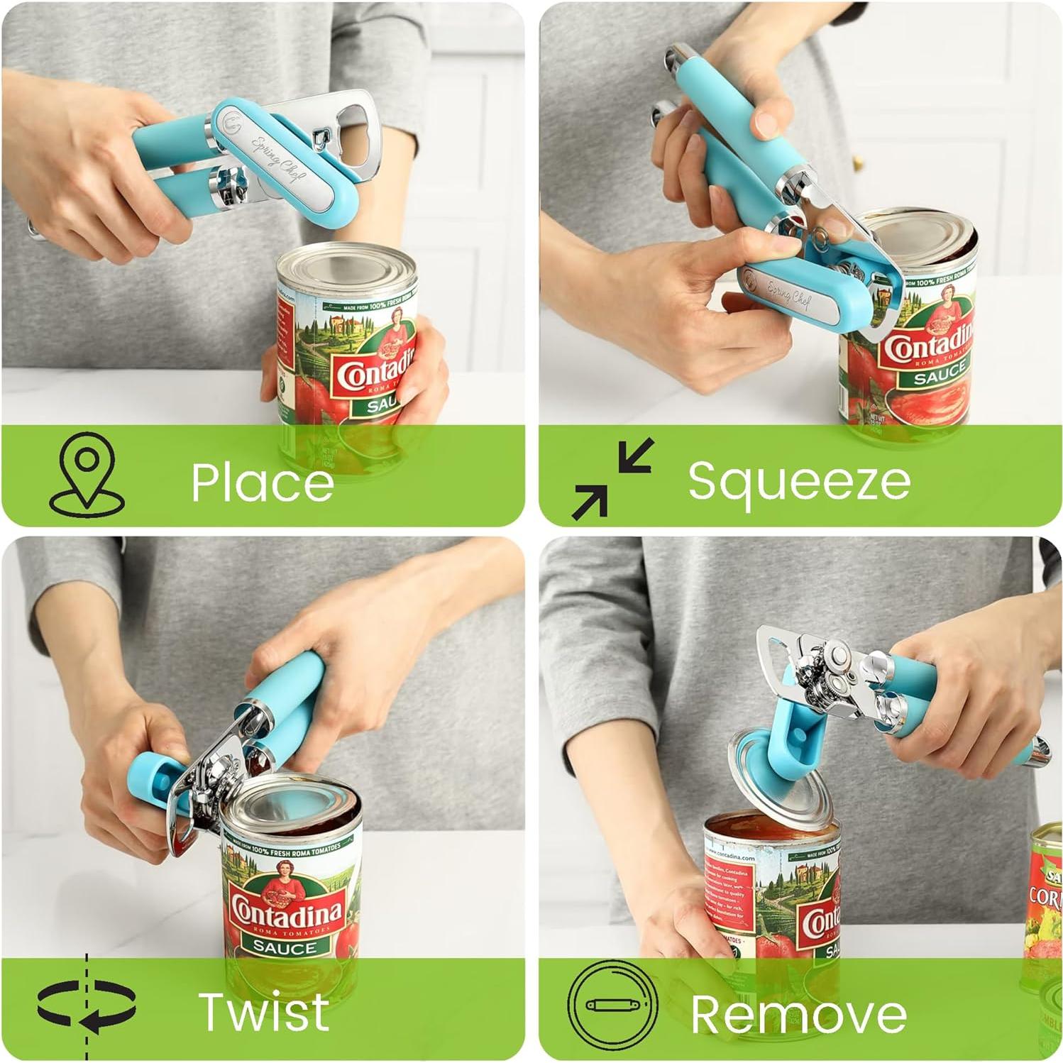 Abrelatas Manual Spring Chef Acero Inoxidable 22.23 cm Aqua Sky