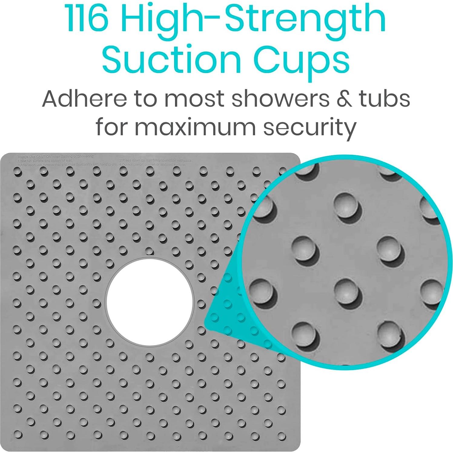 Alfombra de Ducha Antideslizante Vive 56x56 cm Goma Gris