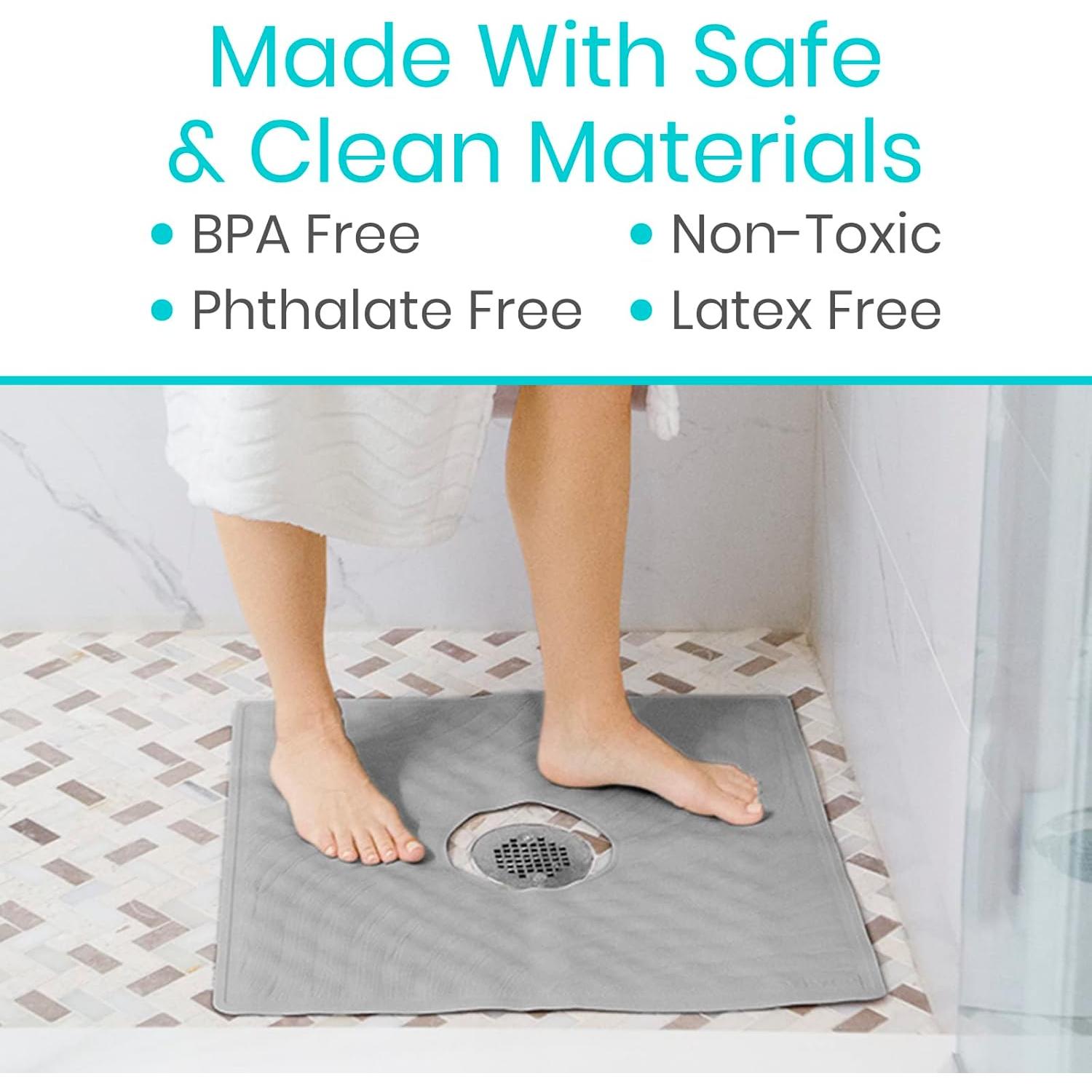 Alfombra de Ducha Antideslizante Vive 56x56 cm Goma Gris