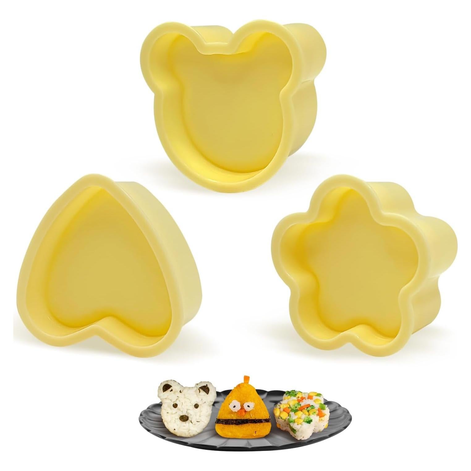 Juego de 3 Moldes de Arroz Upoomart - Corazón, Oso y Flor