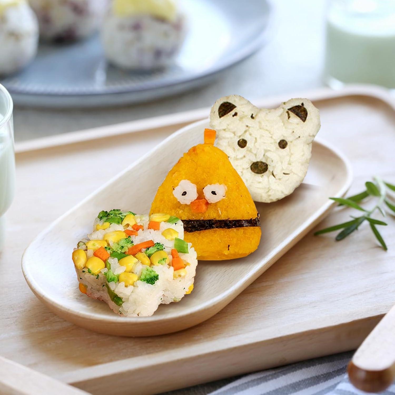 Juego de 3 Moldes de Arroz Upoomart - Corazón, Oso y Flor