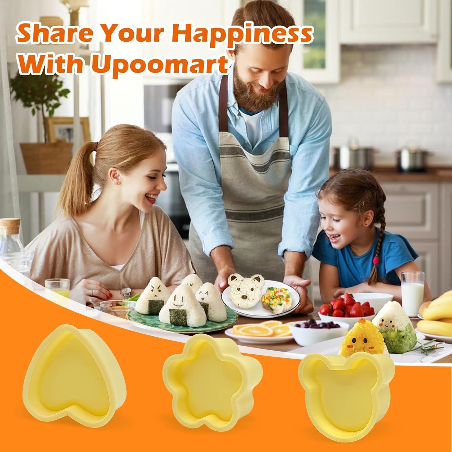 Juego de 3 Moldes de Arroz Upoomart - Corazón, Oso y Flor