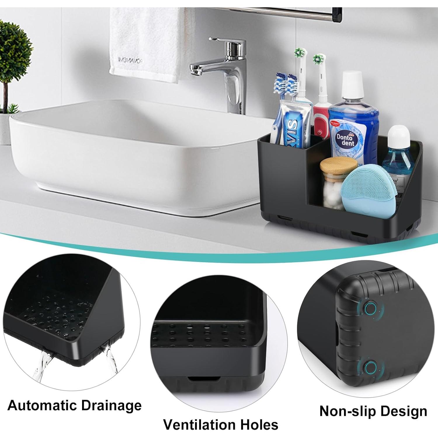 Soporte para Cepillos de Dientes PARKMANI Negro con Drenaje