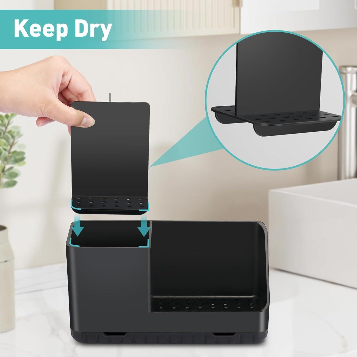 Soporte para Cepillos de Dientes PARKMANI Negro con Drenaje