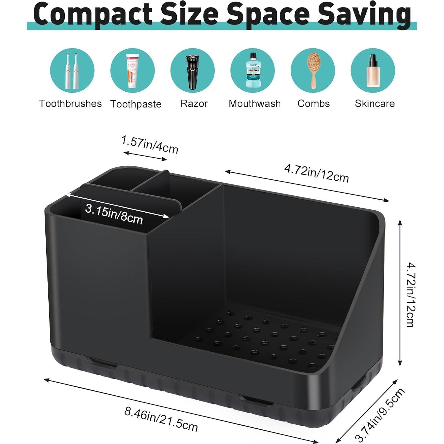 Soporte para Cepillos de Dientes PARKMANI Negro con Drenaje