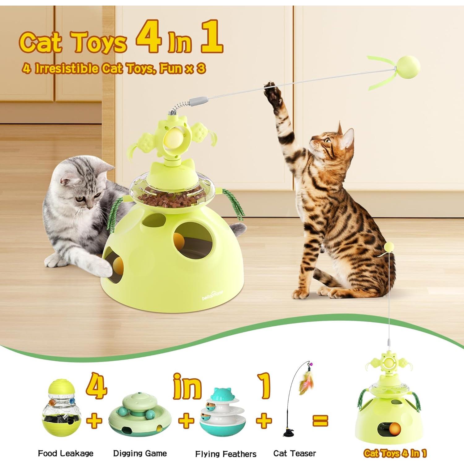 Juguete Interactivo para Gatos Beitophome 4-en-1 Verde