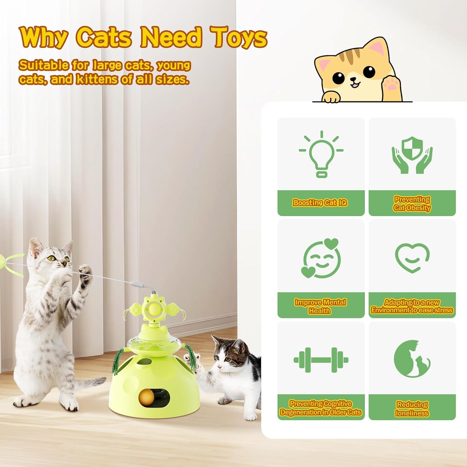 Juguete Interactivo para Gatos Beitophome 4-en-1 Verde