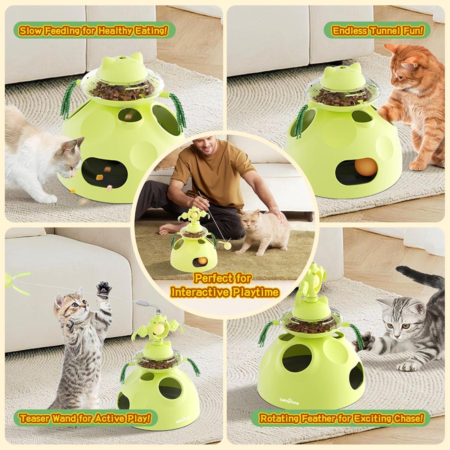 Juguete Interactivo para Gatos Beitophome 4-en-1 Verde