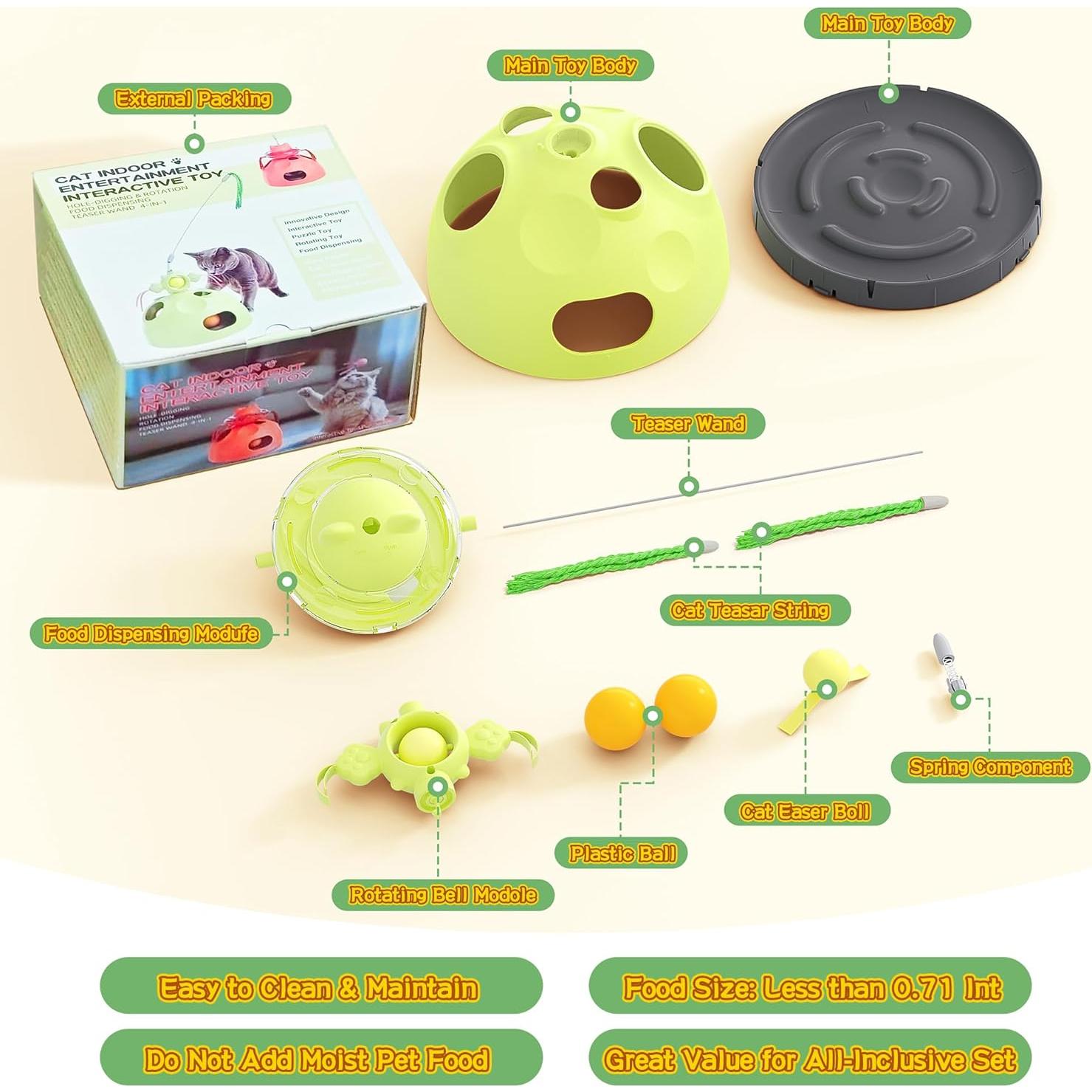 Juguete Interactivo para Gatos Beitophome 4-en-1 Verde