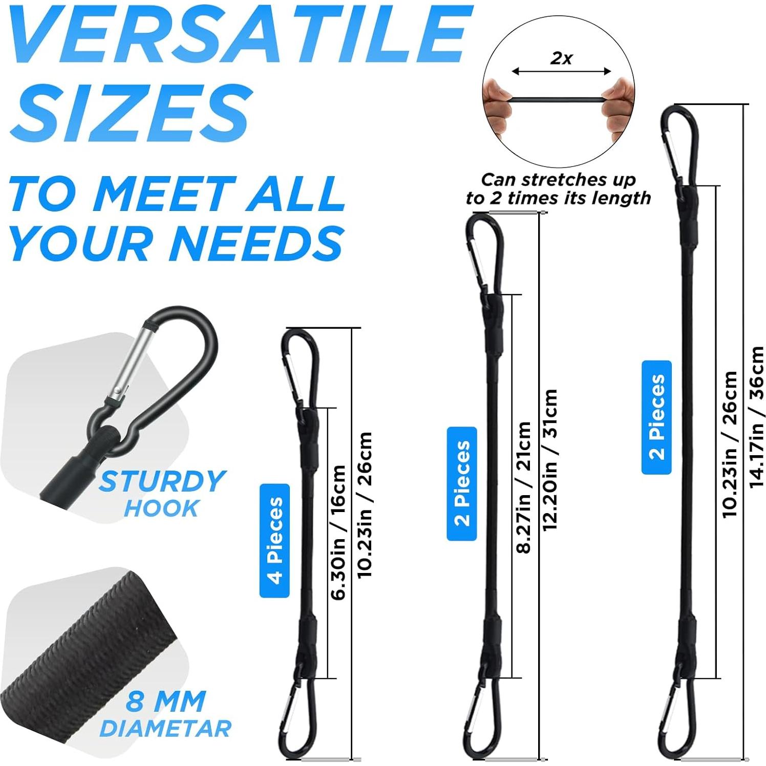 Cuerdas Bungee Cortas SDTC Tech 8 Piezas 15-25 cm Alta Resistencia