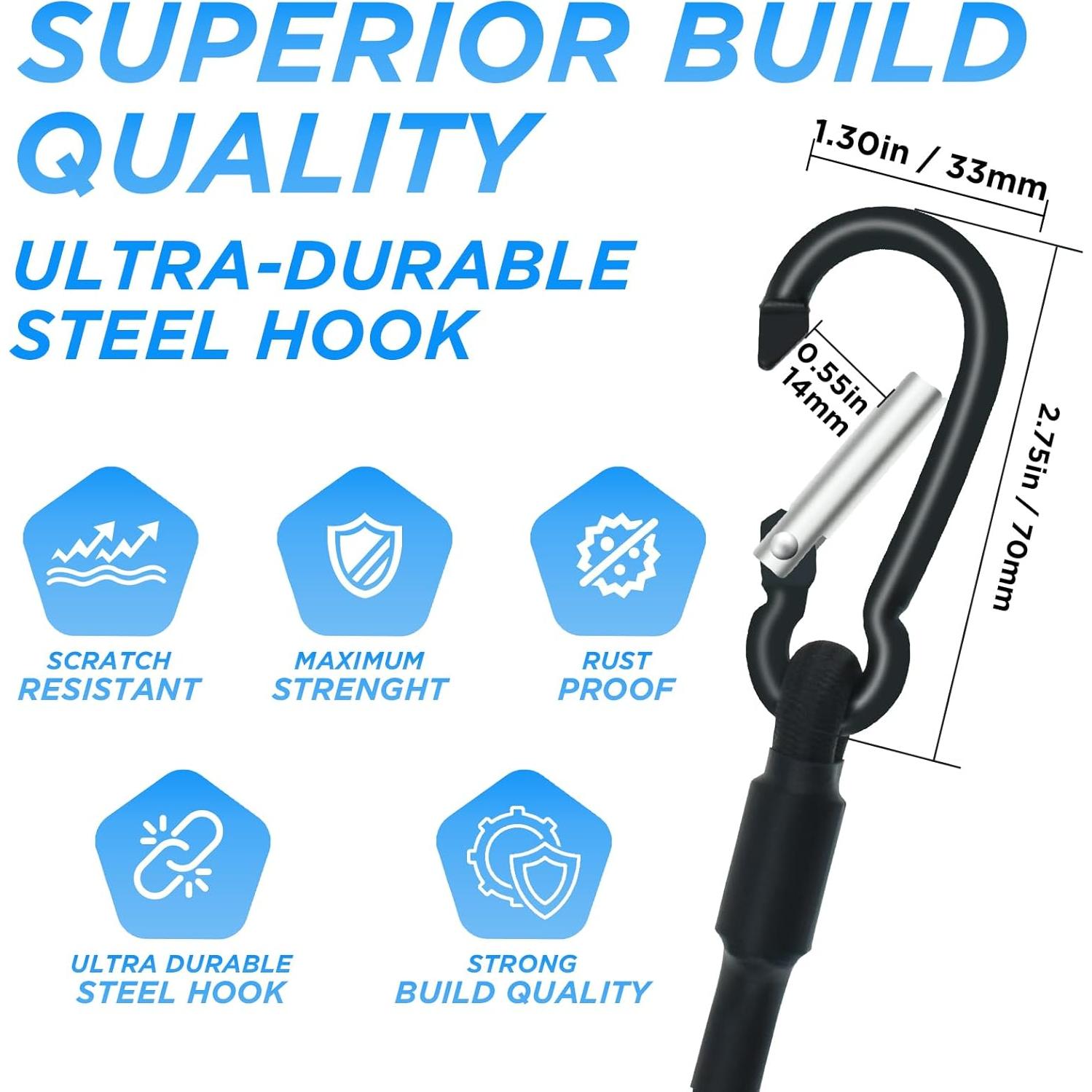 Cuerdas Bungee Cortas SDTC Tech 8 Piezas 15-25 cm Alta Resistencia