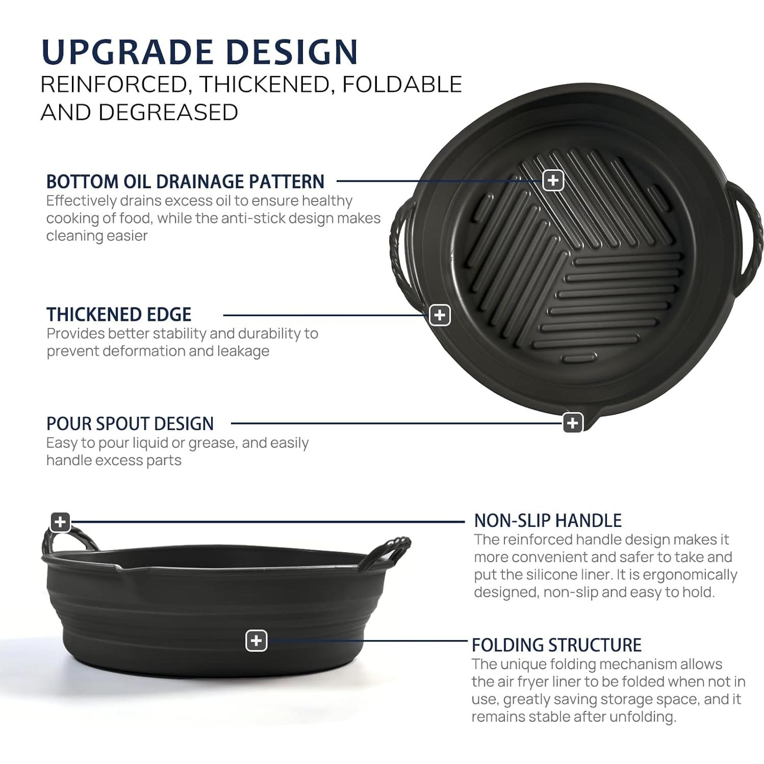 Forros de Silicona Reutilizables LUXCONE 8.5" para Freidora 5-7 QT